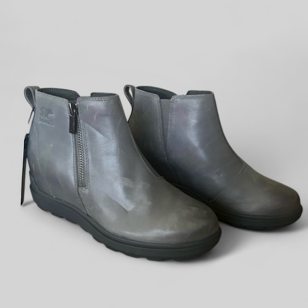 NWT Sorel Evie Zip II Womens Boots Sz 8 Leather Boot Booties Wedge